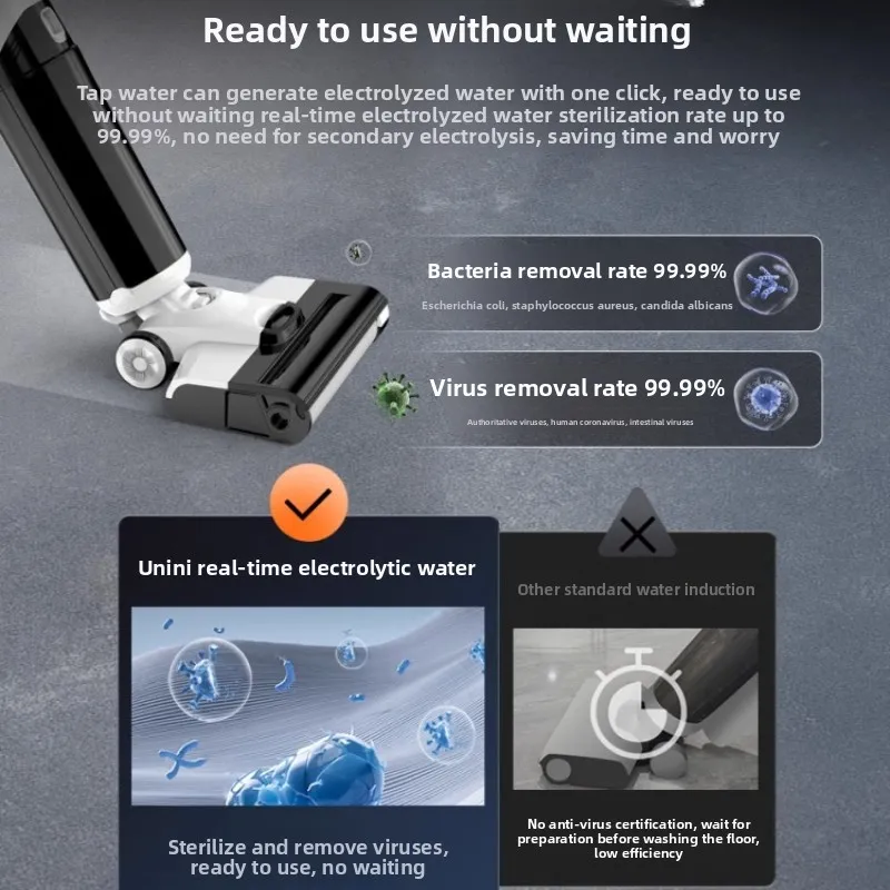 Wireless Floor Cleaner 3 in 1 Vacuum Mop Sweeper for Home with Anti Hair Tangling and Sterilization