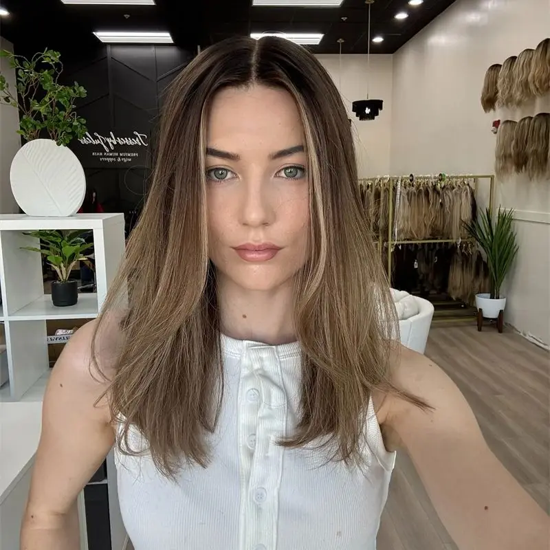 

Ombre Brown Blonde Synthetic HD Lace Front Wig High Density Wig Party Daily Wigs Glueless Preplucked Hairline Short Straight Bob