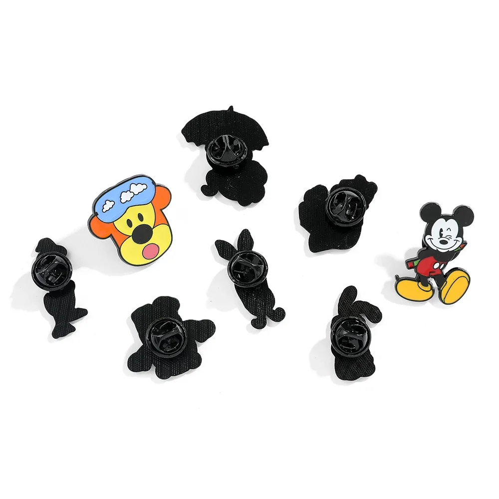 8 Pcs Anime Mickey Mouse and Donald Duck Brooch Fashion Pooh Bear StellaLou Enamel Pin Backpack Clothing Jewelry Metal Badge Acc