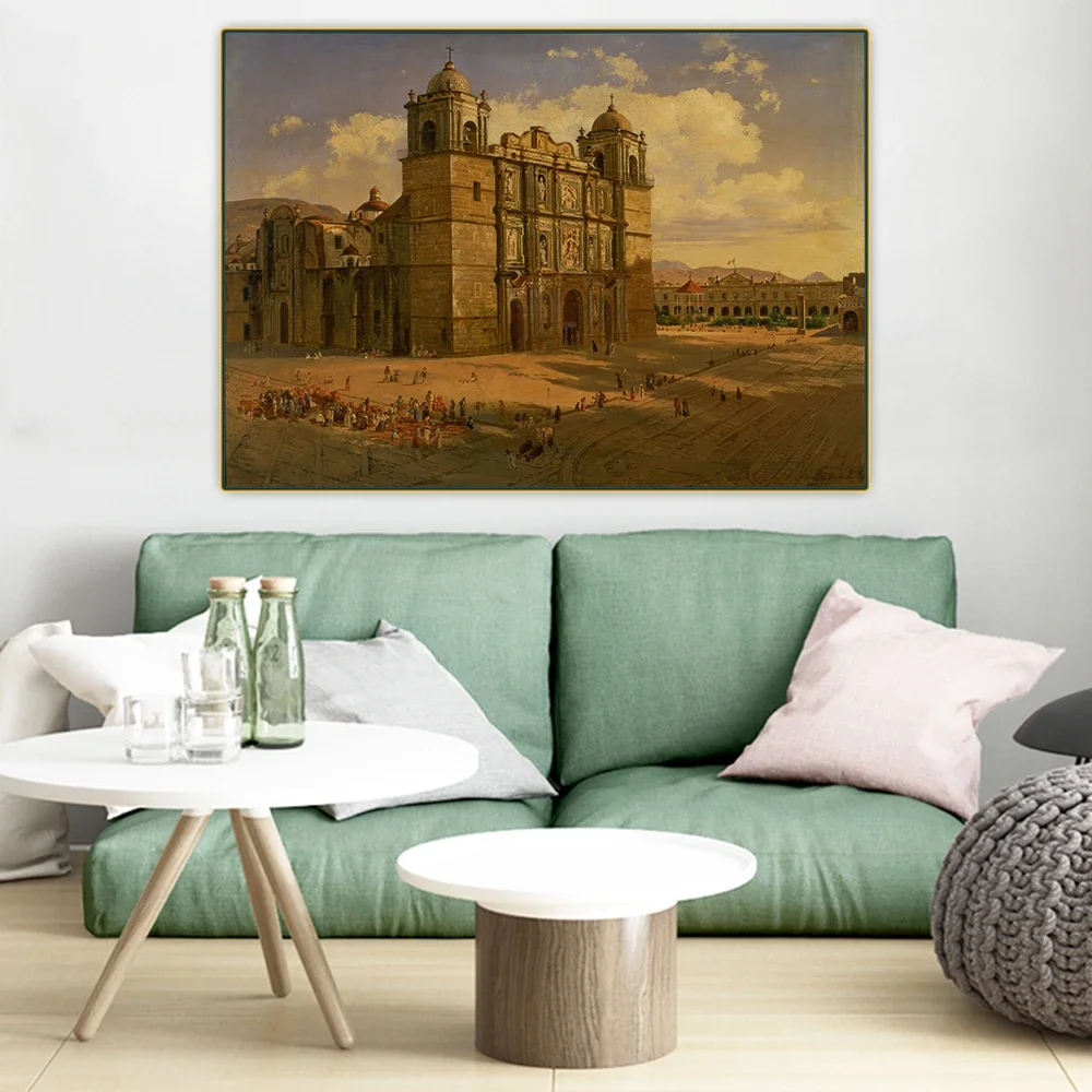 Citon Jose Maria Velasco《Oaxaca Cathedral》Canvas Oil Painting Artwork Poster Picture Wall Background Decor Home Decoration