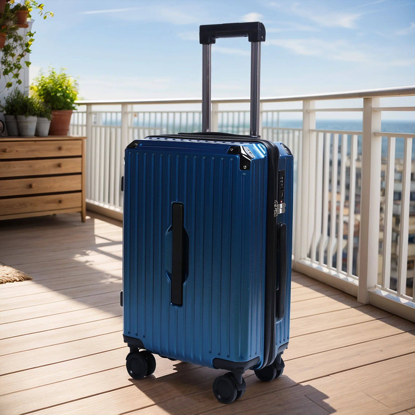 Unisex 20''Carry-on Luggage with Portable Hook & Removable Wheels Anti-collision Corner Sturdy Handle Suitcase For Solo Trip