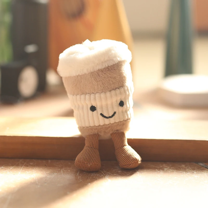 Heißer süßer Plüsch-Milch-Teetasse-Schlüsselanhänger, bezaubernder flauschiger Getränk-Schlüsselanhänger, Zubehör für Taschen, Rucksäcke, Spielzeugpuppe, Kindergeburtstagsgeschenk