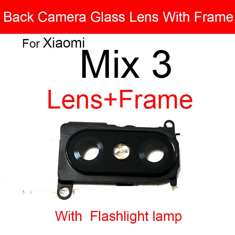 Camera Lens Glass Back Cover With Metal Frame Holder For Xiaomi Mi Mix 2 2S 3 Main Camera Glass Lens Frame Replacement Parts