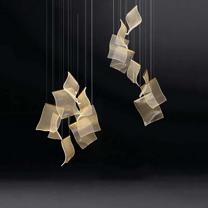 Modern Novelty Ceiling Chandelier living room decor lighting Stairs Pendant Lamp Dining  Hanging Light LED  Guide plate