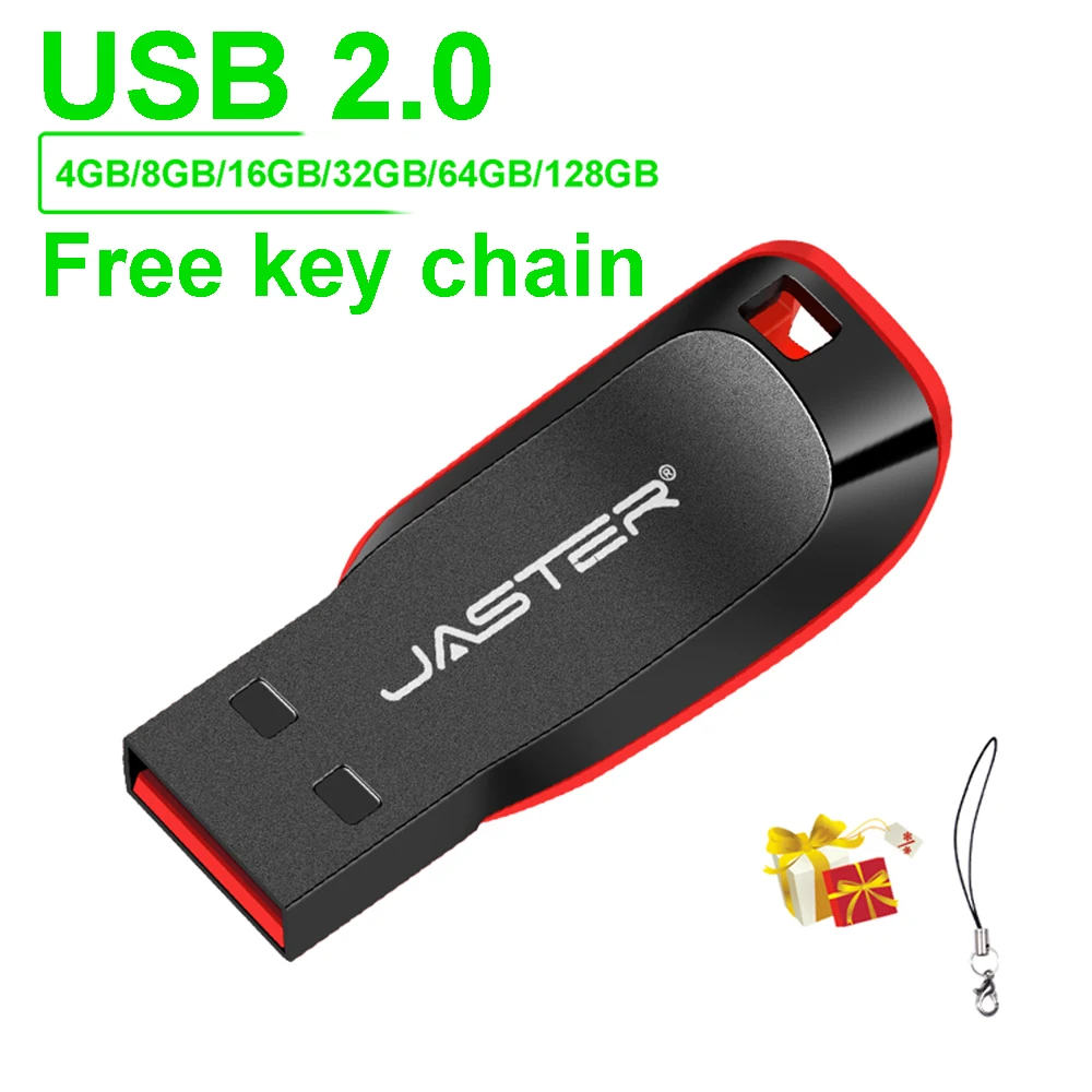 New Hot Black USB Flash Drive 128GB 100% Real Capacity Memory Stick 64GB Free Key Chain Pen Drive 32GB High Speed U Disk 16GB