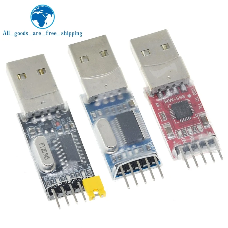 TZT 3pcs/lot =1PCS PL2303HX+1PCS CP2102+1PCS CH340G USB TO TTL for arduino PL2303 CP2102 5PIN USB to UART TTL Module