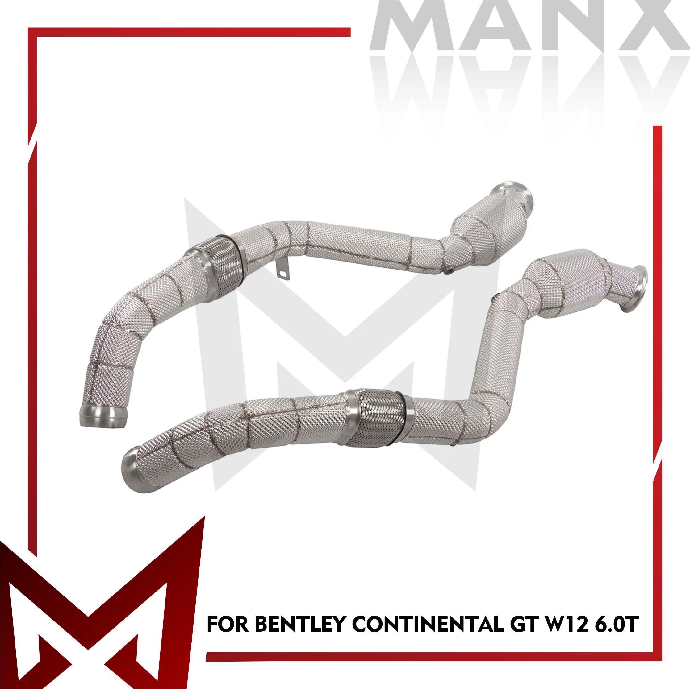 

MANX Downpipe For Bentley Continental GT W12 6.0T Exhaust System Stainless Steel High Flow Performance Exhaust Pipe Heat Shield
