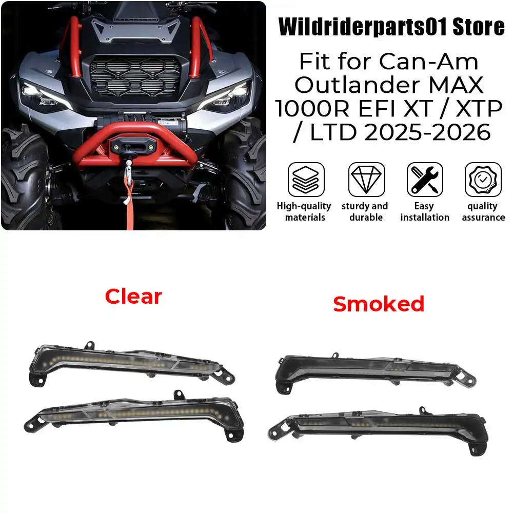 UTV ATV Accessories 2PCS Front Bumper LED Front DRL Lamp For Can-Am Outlander 1000R EFI DPS /XT /XMR /XTP/ LTD 2025-2026 Smoked
