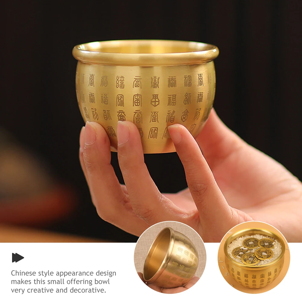 

Pure Copper Treasure Basin Decorative Offering Bowl for Home Office Fortune Vase Bright Color Tabletop Adornment Wealth Bowl
