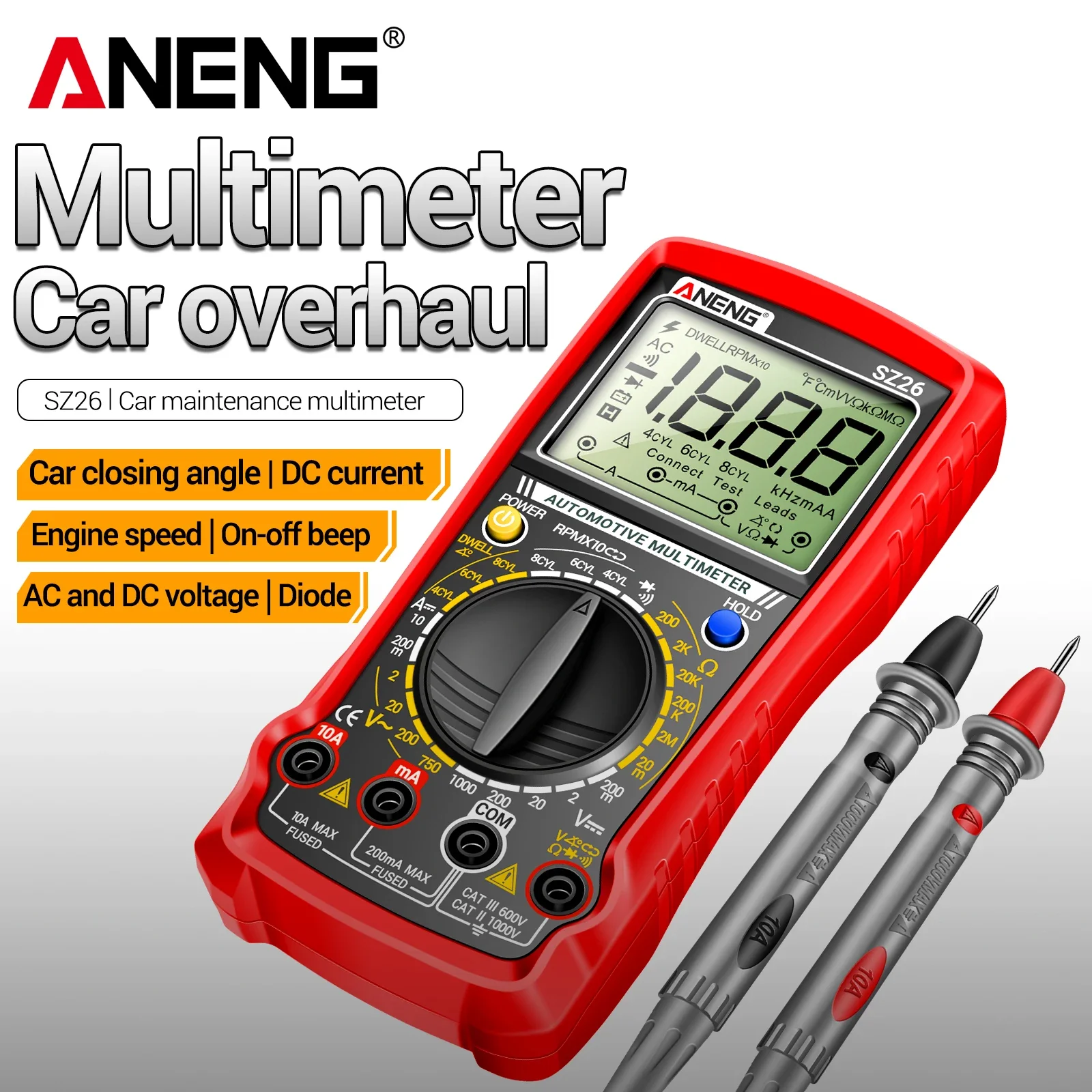 ANENG SZ26 Multi Functional Automobile Universal Meter High Precision Digital Display Auto Repair Electrician Testing Instrument