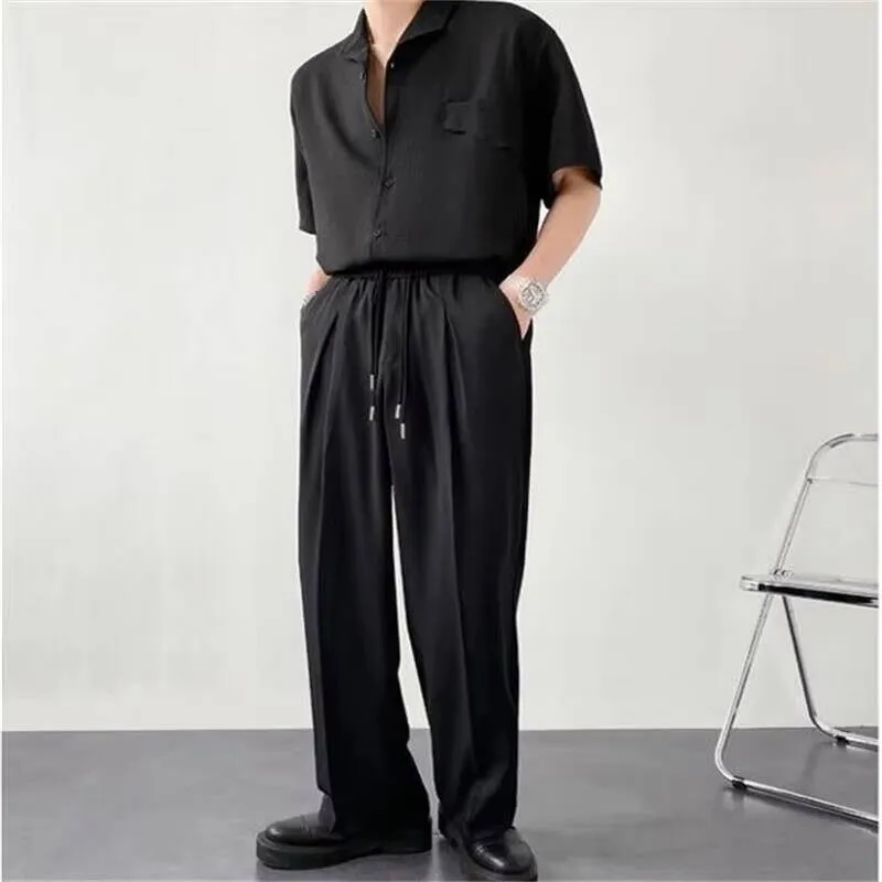 

Осенние и новые городские весенние брюки, прямые мужские молодежные корейские брюки, темные простые свободные большие брюки для отдыха