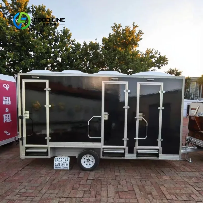 Custom Luxury Mobile Toilet Trailer on Wheels, Portable Outdoor Bathroom with Toilet and Shower Room for Camping Commercial Use