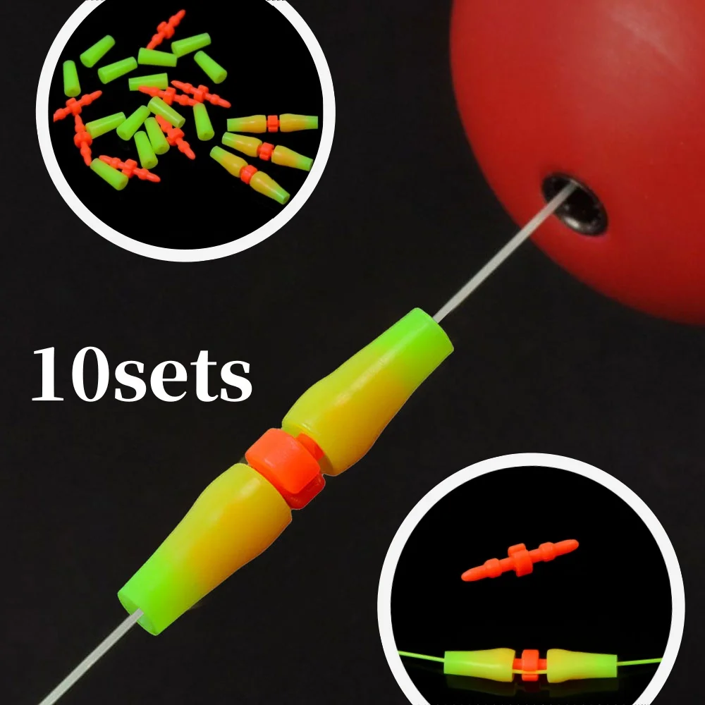 

10Sets Bobber Float Stoppers Yellow Orange Fishing Tackle Accessories Fishing Float Sea Fishing Clip Anti Wind Bar Tools