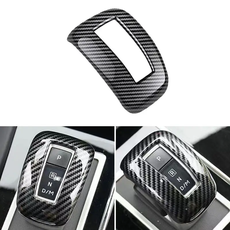 

Car ABS Accessories Interior Central Gear Shift Head Knob Cover Trim For Mitsubishi Outlander 2023 Carbon Fiber Texture