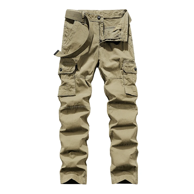 

Men's Cargo Pants Breathable Military Long Trousers Cotton Multi-pocket Washed Overalls Men Casual Straight Pants Men Pants
