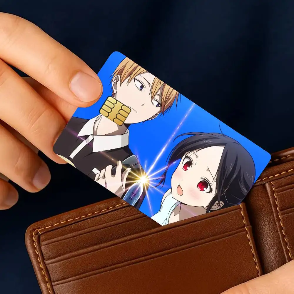 أنيمي Kaguya Sama Love is War ملصقات بطاقات الائتمان الجلد لحافلة البنك مترو 4 قطعة غطاء فيلم هدية #1