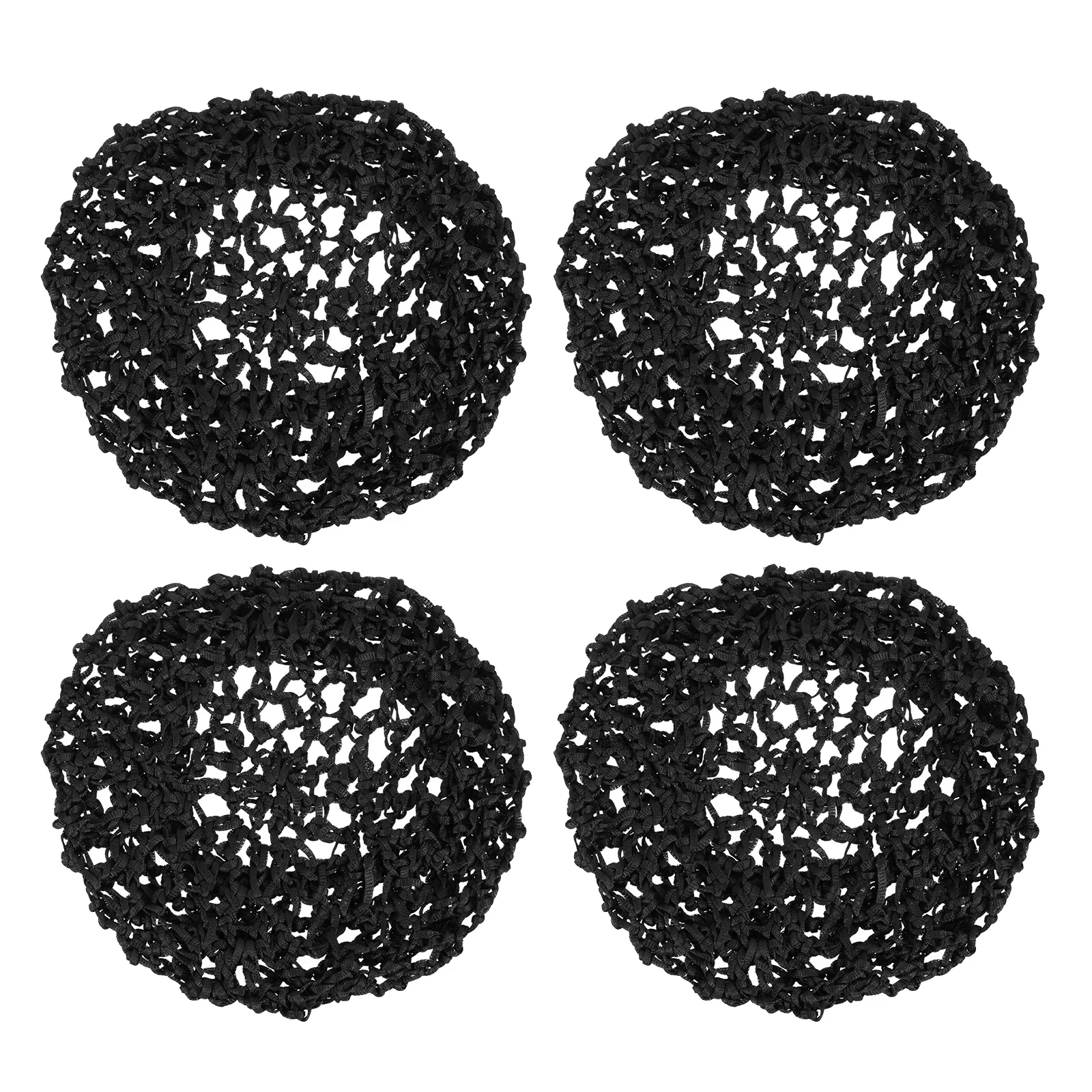 

4pcs Black Mesh Crochet Hair Net for Sleep Lightweight Foldable Women Sleep Hat Breathable Comfortable Ladies Cap