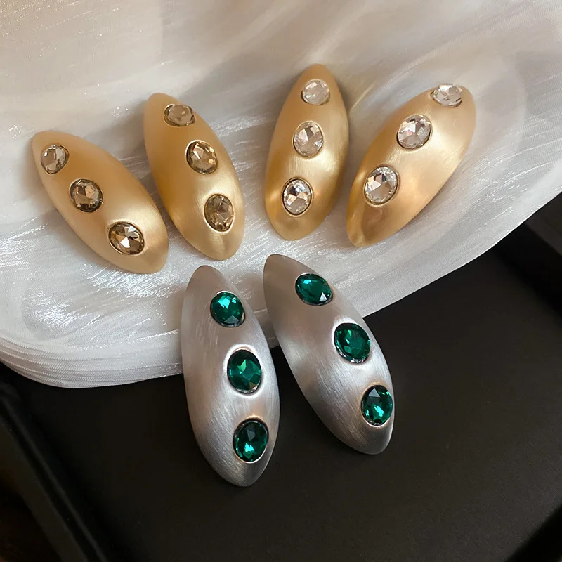 European and American Exaggerated Elliptical Brushed Metal Earrings Fashion Earrings Light Luxury High End Female Accessories