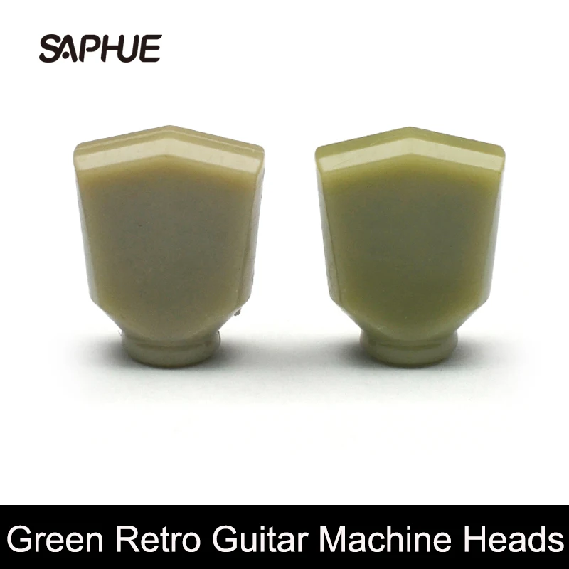 6Pcs Jade Green Retro Trapezoid Plastic Guitar Tuning Peg Tuners Machine Heads Replacement Button knob Handle Cap Tip - 2 Color