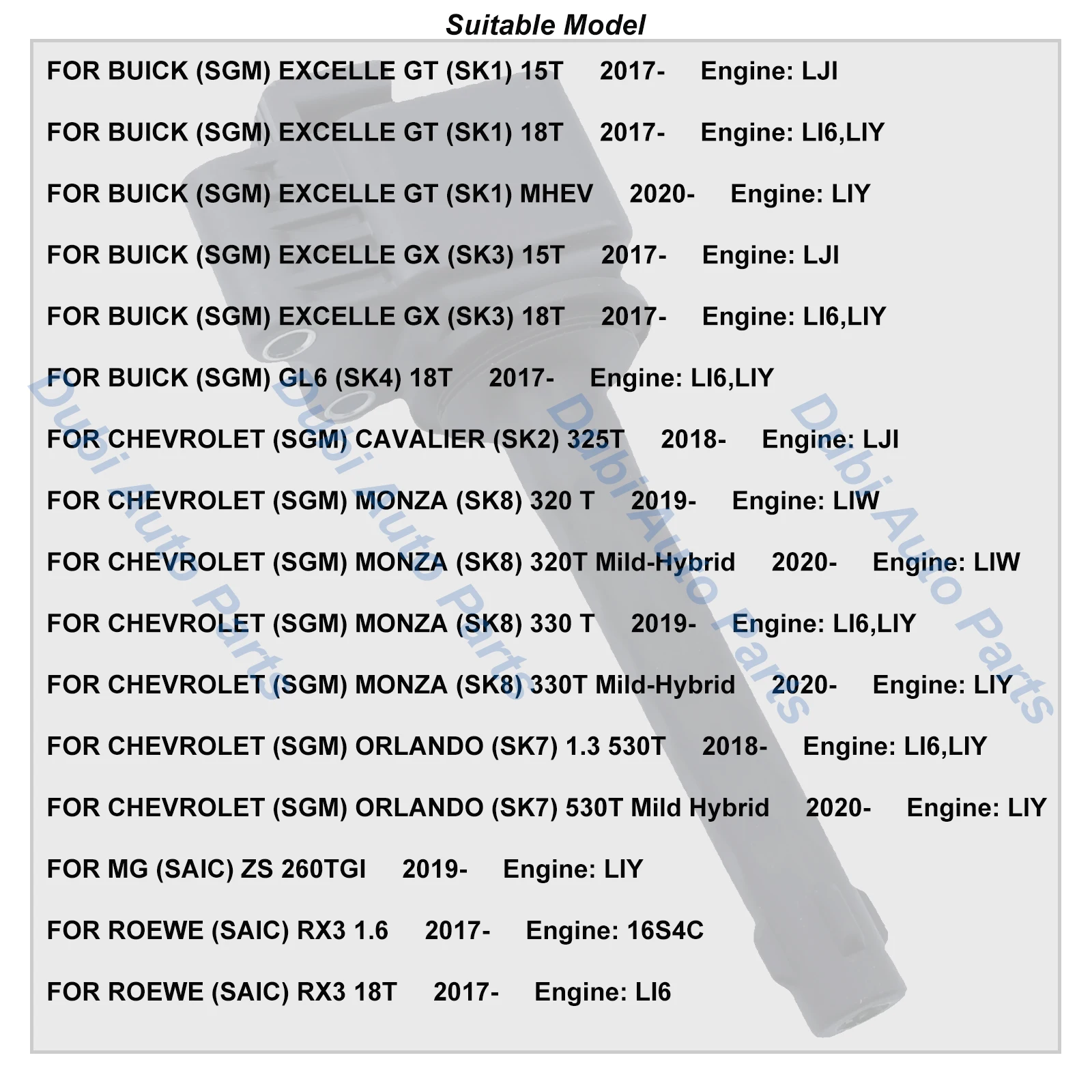 24106659 F01R00A101 Ignition Coil For MG ZS 260TGI 2019- ROEWE RX3 1.6 18T 2017- CHEVROLET ORLANDO CAVALIER BUICK EXCELLE GT GX