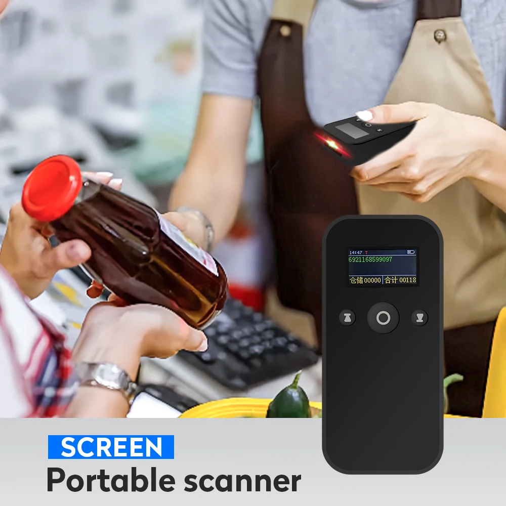 

2033 Screen MINI Bluetooth Barcode Reader 1D 2D Qr Handheld Qr Barcode Scanner With 2.4G Receiver Industrial Scanning