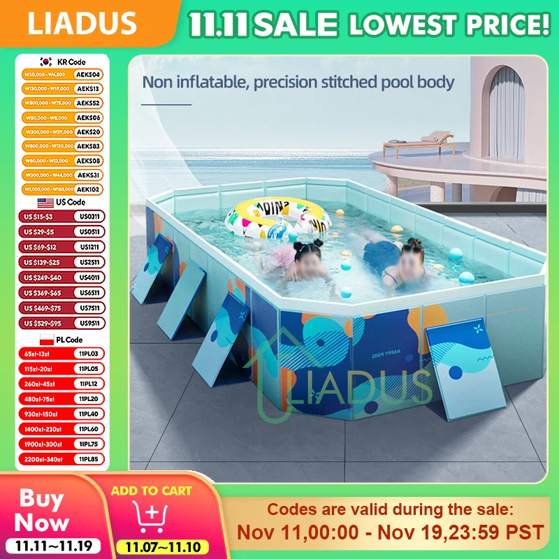 

Inflatable-Free Mesh Support Frame Swimming Play Pool Foldable Durable Blow Up Bath Bucket Outdoor Home Garden Water Party