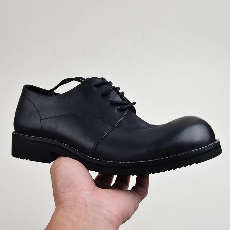 

Men's Genuine Leather Business Casual European Big Head Leather Cowhide Men's Shoes Dress Retro Barber Men Designer Shoes