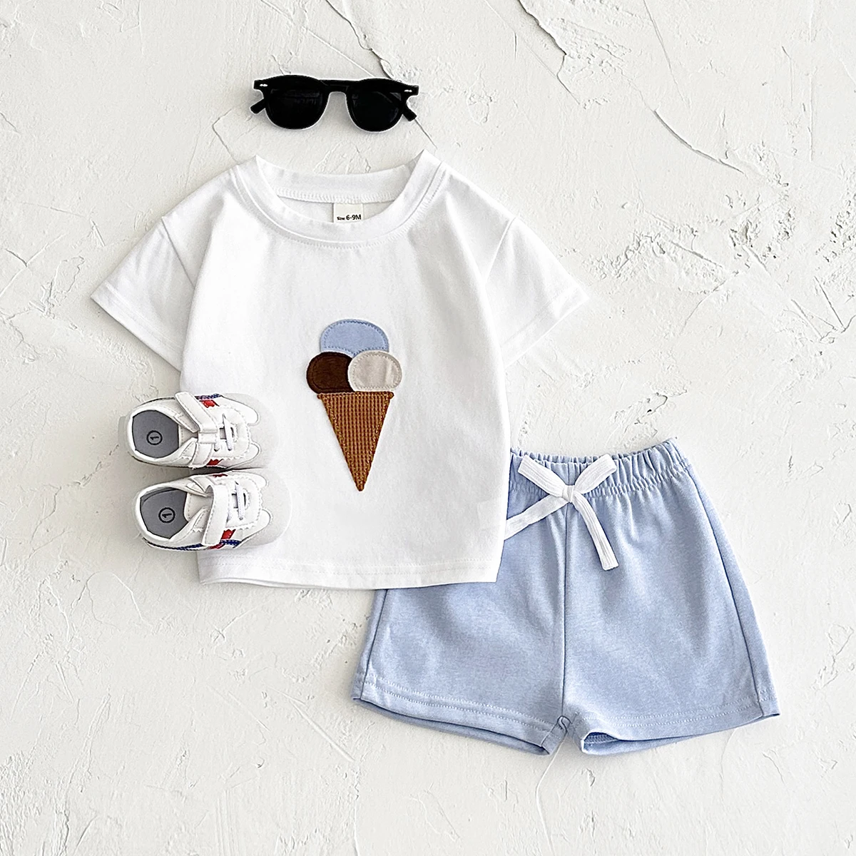 Summer 2PCS Newborn Baby ﻿Boys Children Clothing Ice Cream Print T-shirt+Shorts Infant Toddler Outfit Boy Girl Suit Clothes