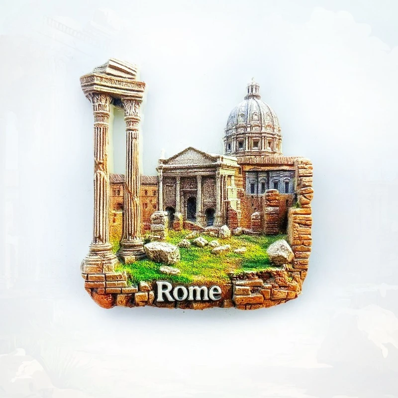 Rome Italy Fridge Magnet - Iconic 3D Ancient Ruins & Basilica Souvenir Unique Dual Heritage Gift for Travel & History Lovers