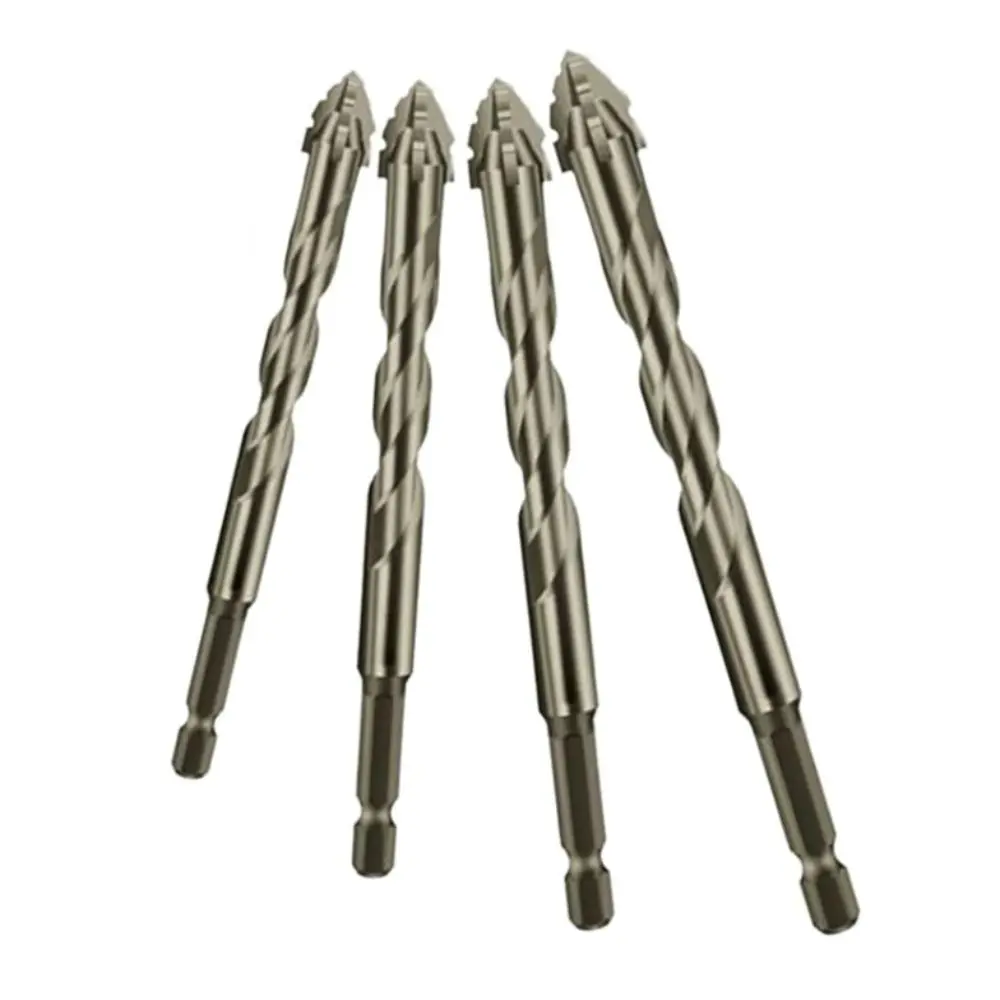 

5pcs Four-Flute Eccentric Drill Bit Serrated High Hardness Drilling Head Precision Drilling 6/8/10/12mm Glass Tile Punching Bit