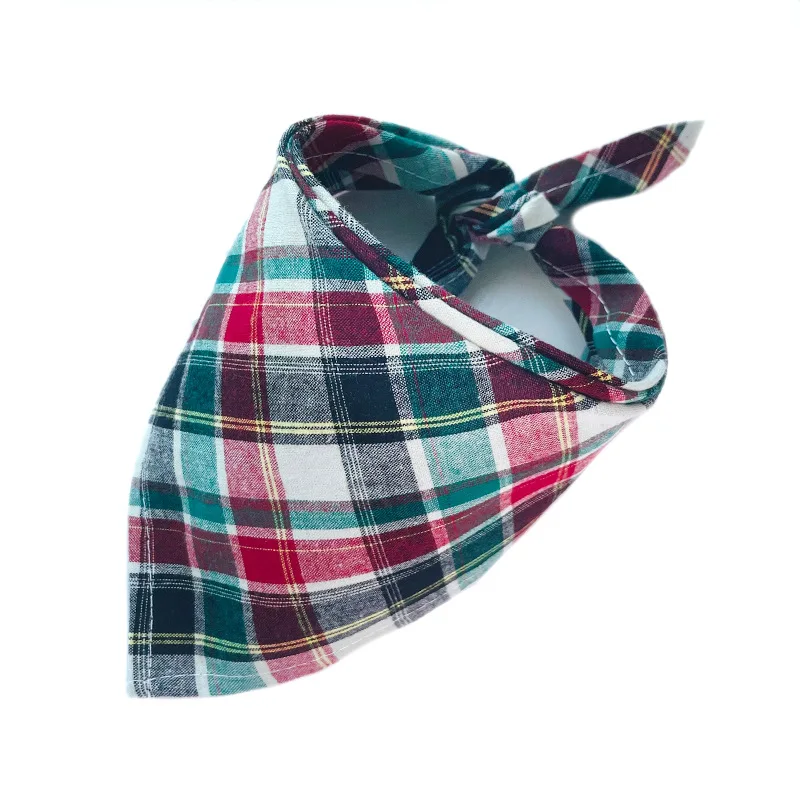 30/50pcs Cotton Plaid Dog Bandanas Thin Style Small Large Dog Scarves Bibs Collar Pet Dog Accessories