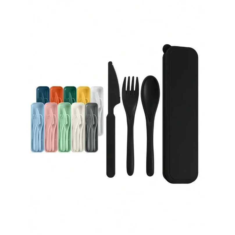 

1pcs Plastic knife, fork and spoon cutlery set, reusable, portable cutlery, suitable for school, outdoor, camping, office