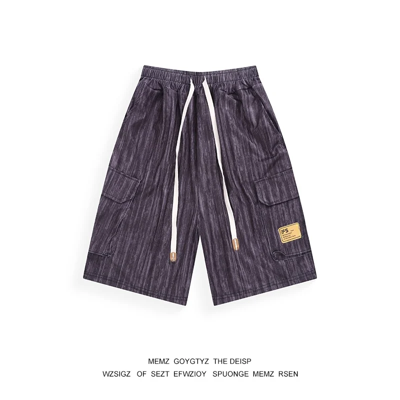 

Мужские летние шорты Memz American Dyed Striped, свободного кроя, в стиле Hong Kong, повседневные, свободные, длиной до колена