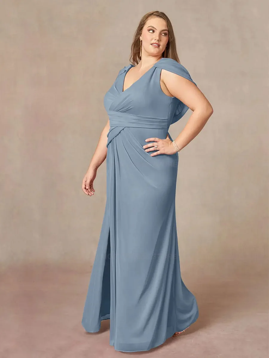 فساتين أم العروس بسيطة مخصصة مقاس كبير 2026 حورية البحر مطوي بفتحة أمامية فساتين رسمية لحفلات الزفاف