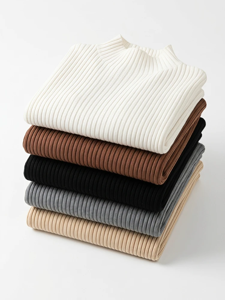 Elegant Solid Basic Knitted Tops Turtlneck Women Sweater Long Sleeve Casual Slim Pullover Korean Fashion Simple Chic Clothes