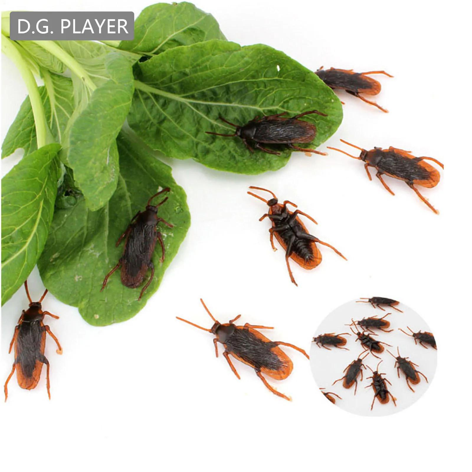 D.G. PLAYER 50 PCS Fake Roaches Toys Set, Realistic Fake Cockroaches Great Way Faux Cockroaches for Halloween Prank Toy