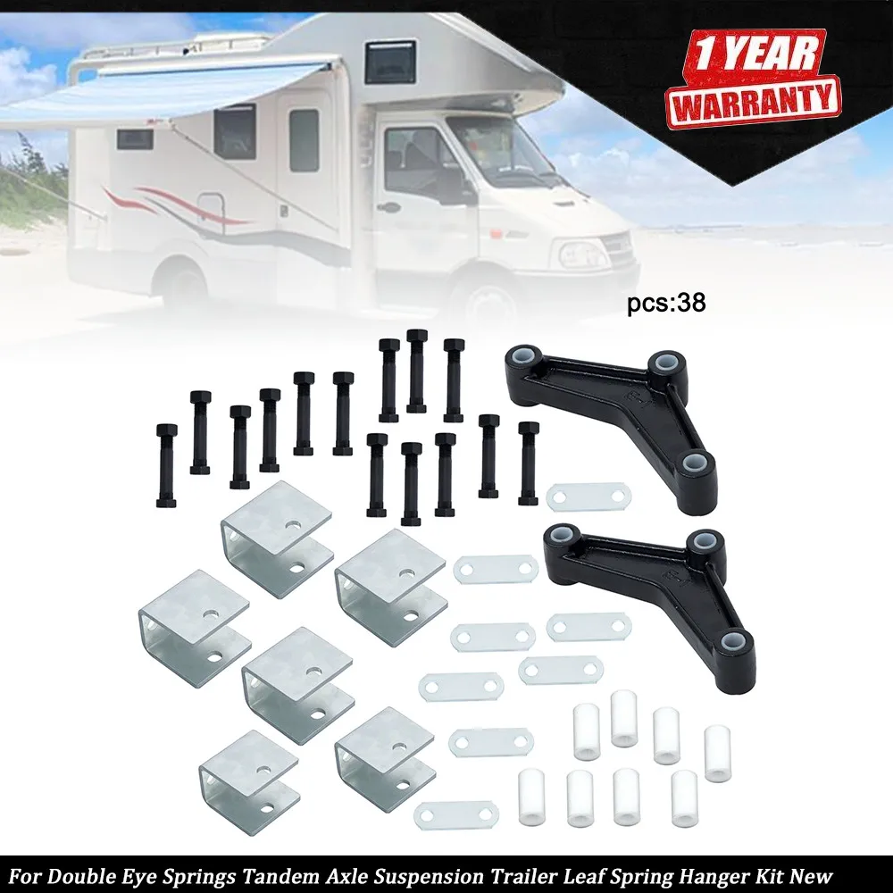 

For Double Eye Springs Tandem Axle Suspension Trailer Leaf Spring Hanger Kit New