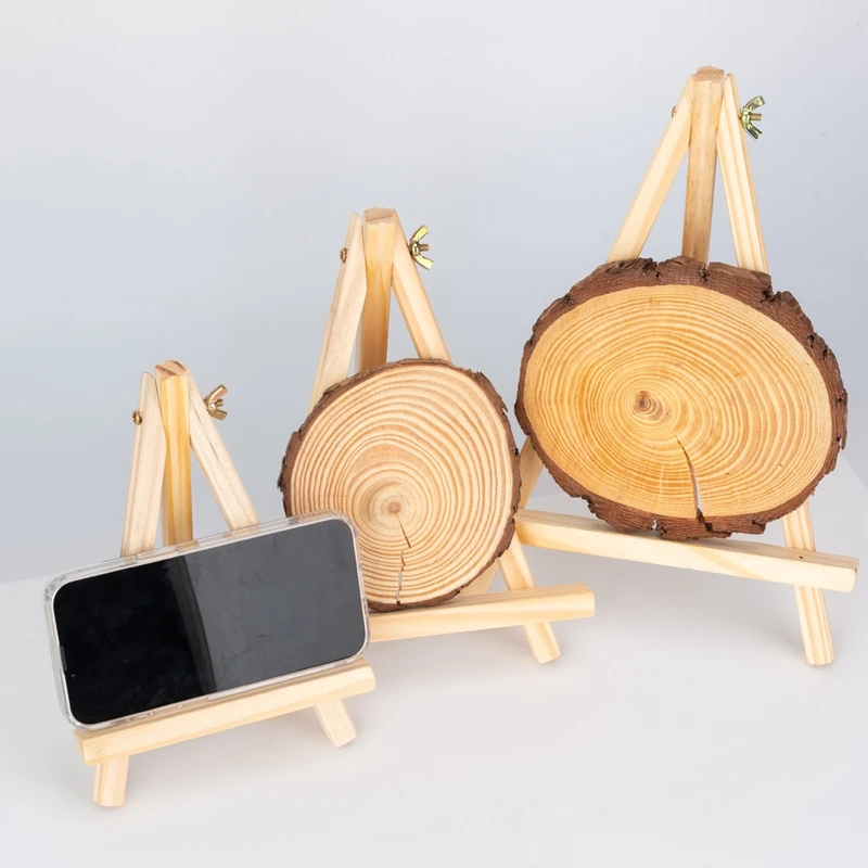 Pine Wood Mini Triangle Easel Stand Sturdy Lightweight Wooden Desktop Display Holder For Phone Tablet Tabletop Home Indoor Decor