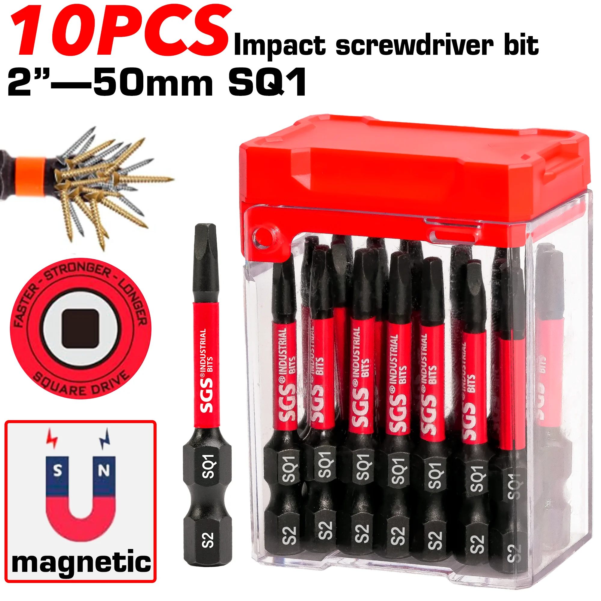 10/20 Pieces Sq1 Impact Screwdriver Bit Set, 50mm High Hardness, Strong Magnetic and Anti-Corrosion, with Candy Box Storage, Suitable for Power Tool Accessories