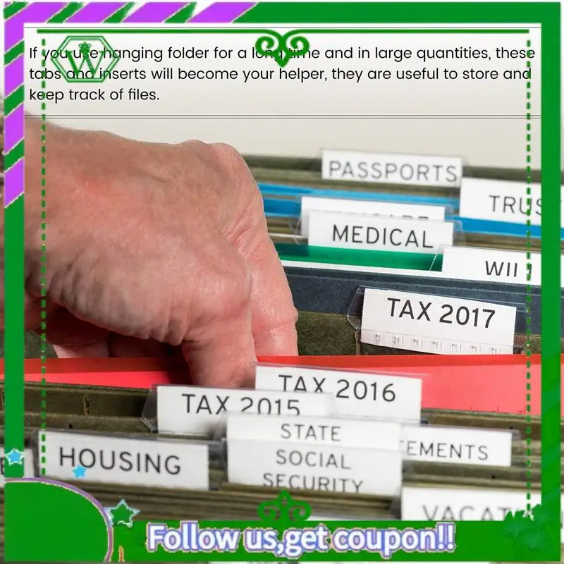 Reliable-120 Sets 2 Inch Hanging Folder Tabs And Inserts For Quick Identification Of Hanging Files Hanging File Inserts A