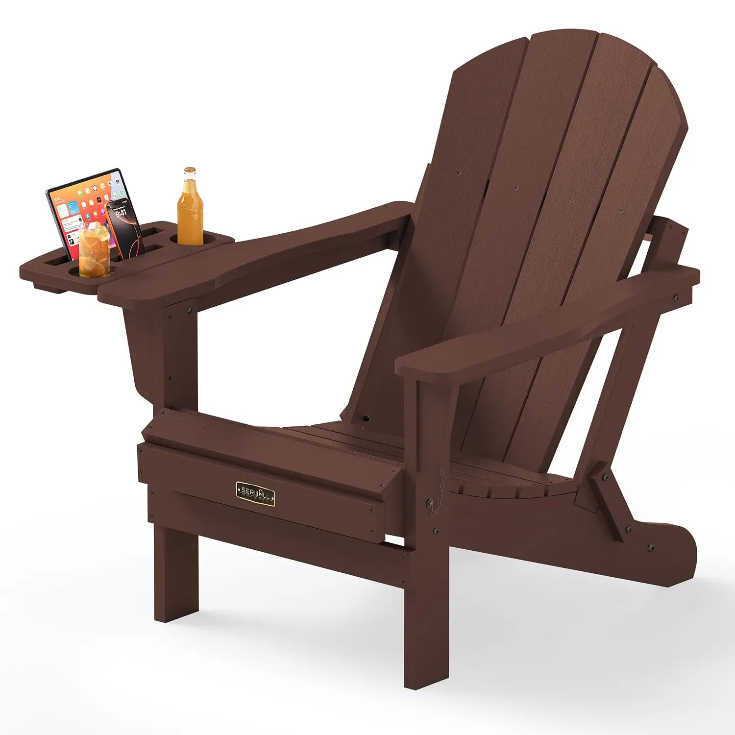 Folding Adirondack Chair Set of 2, 4 in 1 Cup Holder Coffee Outdoor Plastic Fire Pit Patio Garden Seating, Customized