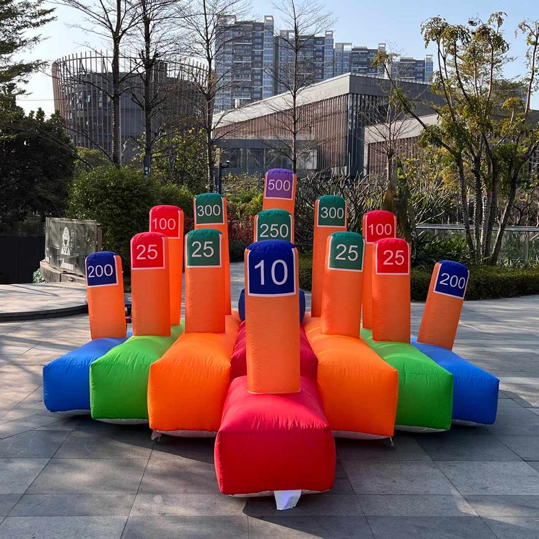 Inflatable Ring Toss Throwing Game with Blower&10pcs Ring Toss,Inflatable Interactive Hoopla Games Carnival Game for events