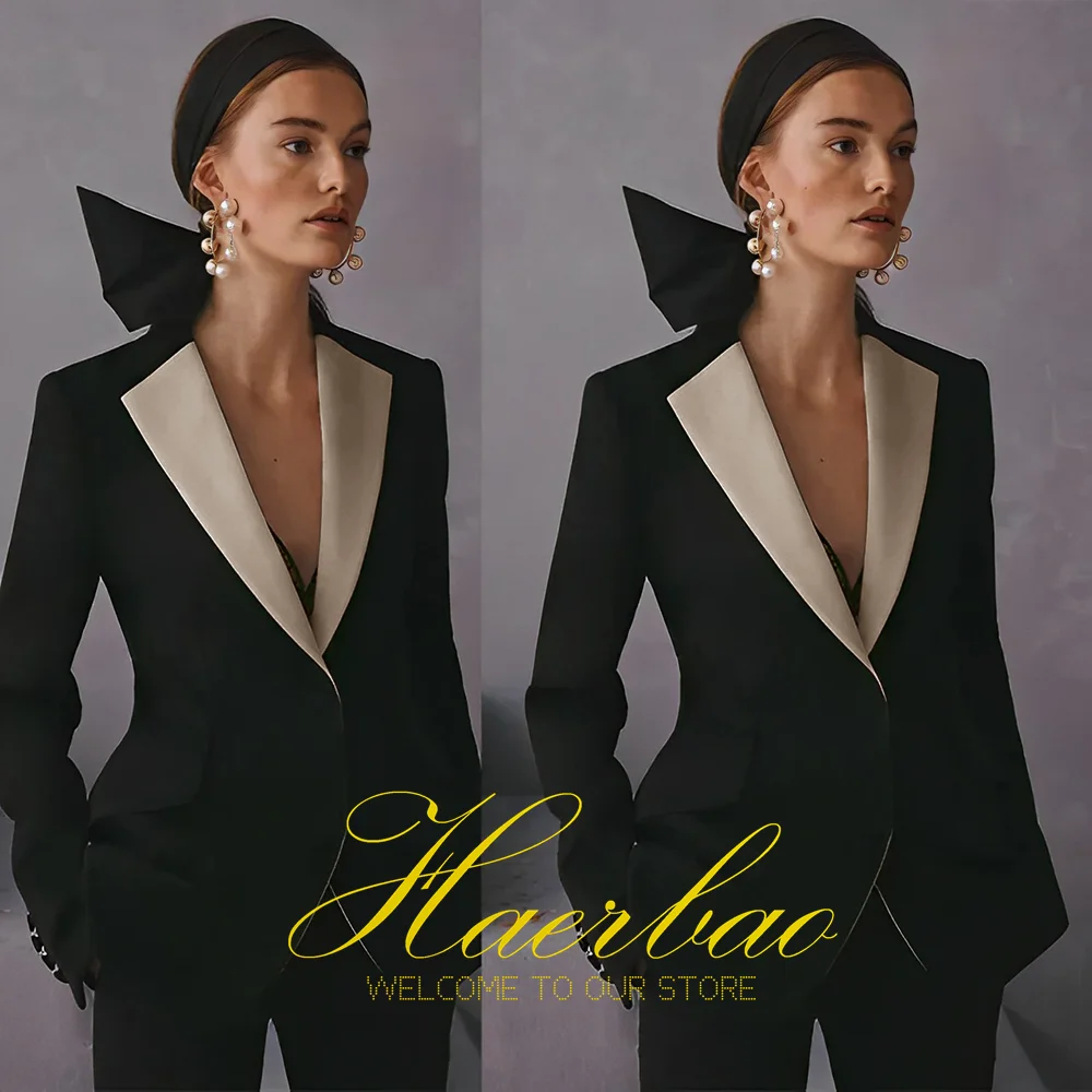 Traje negro ajustado para mujer, chaqueta con solapa con muescas, vestido de novia formal, vestido de mamá, traje de tamaño personalizado, conjunto