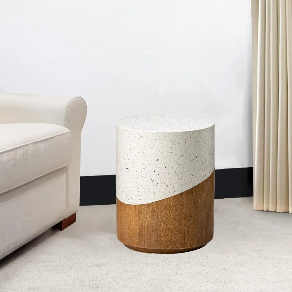 طاولة جانبية مزخرفة على الطراز العتيق مع حامل زراعة على شكل تيرازو صناعي ومظهر خشبي للاستخدام في النهاية بجانب السرير ومنضدة #6