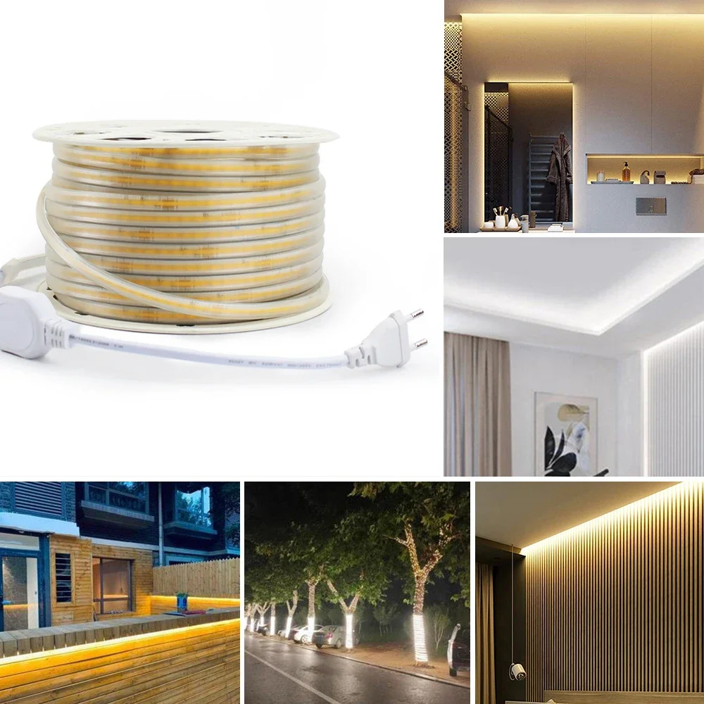 Super Bright 220V 230V COB LED Strip Zigbee 3.0 Smart Controller 288LEDs/m Flexible COB Light Bar Outdoor Waterproof Smart Life