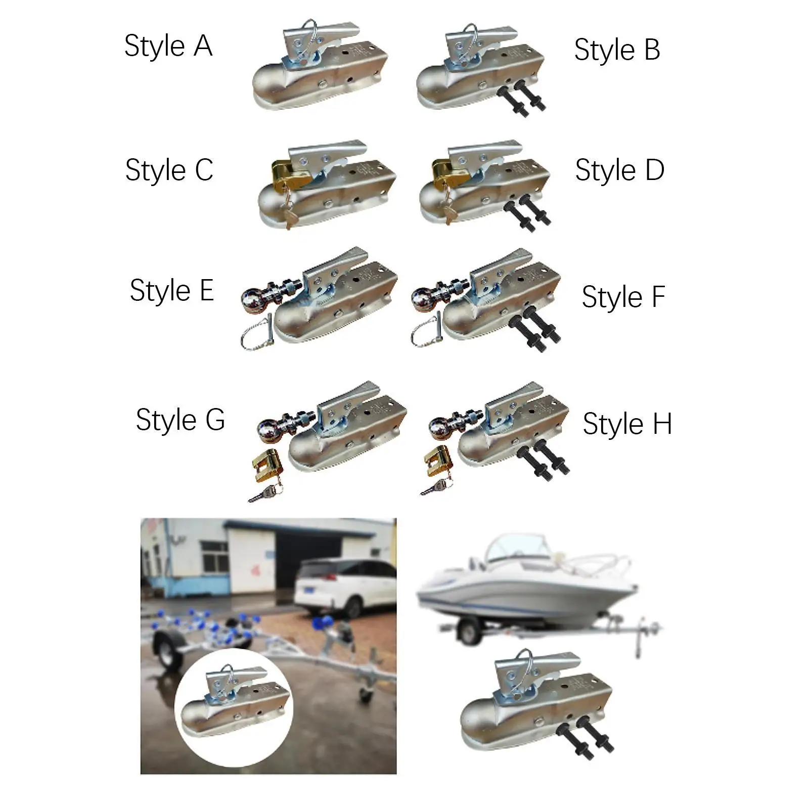 

Durable Carbon Steel Trailer Coupling Cover 1-7/8 Inch Ball Cap Straight Tongue Connector for RV Yacht Utility Trailer