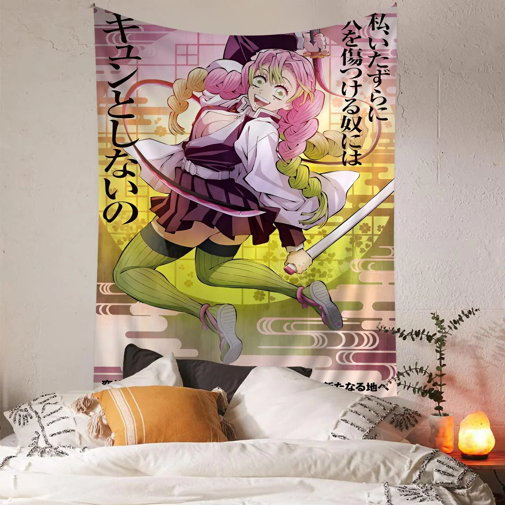 Anime Demon Slayer Anime Tapestry Indian Buddha Wall Decoration Witchcraft Bohemian Hippie Wall Hanging Sheets