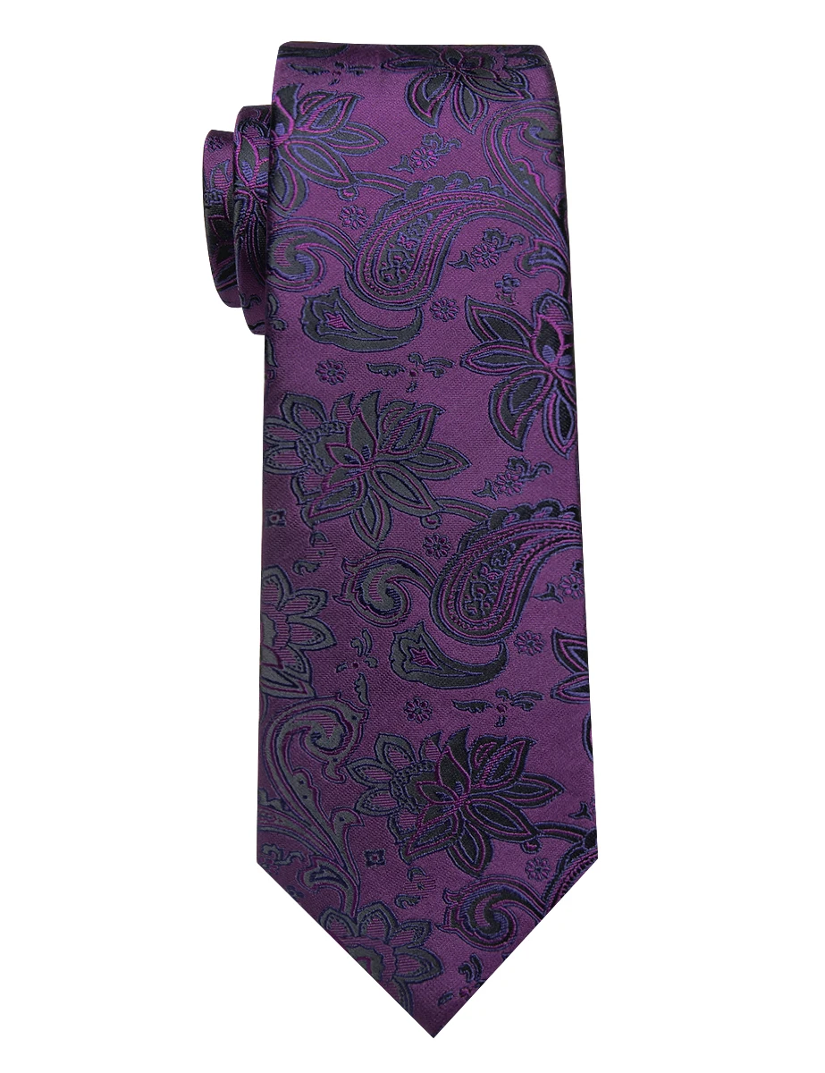 Corbata con estampado Floral para hombre, corbata de Jacquard púrpura para boda, fiesta, negocios, lujo para el hogar, accesorios para camisa