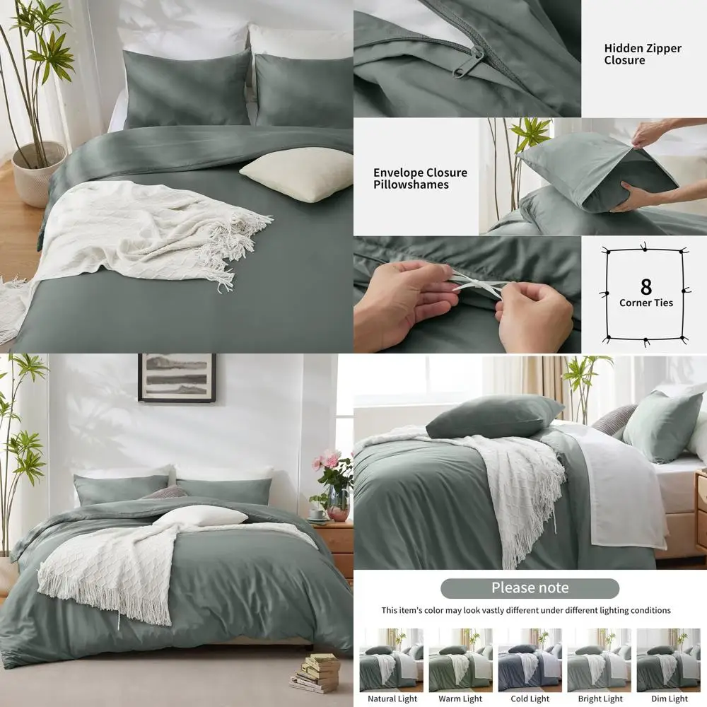 

Комплект пододеяльников Cal King из серого бамбукового вискозы с застежкой-молнией, 104x98 и 2 шама, без одеяла