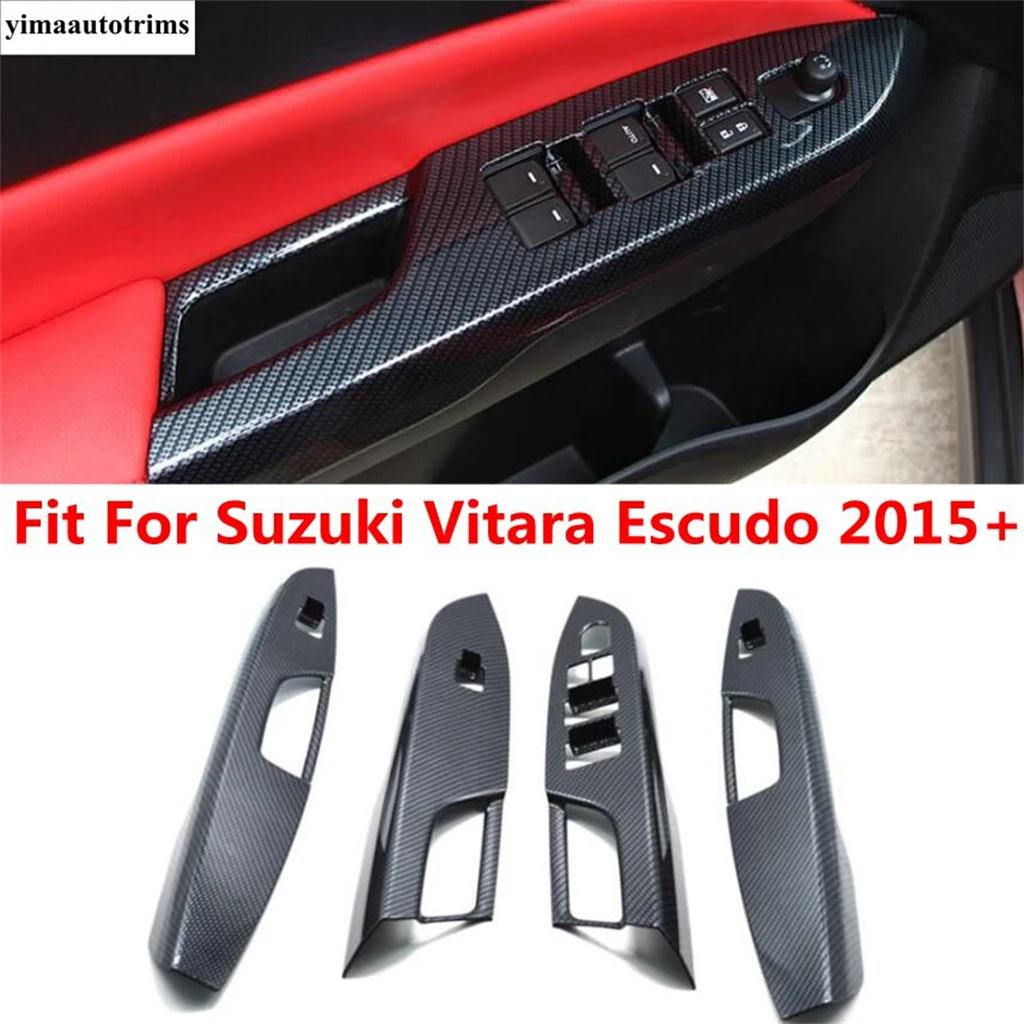 

For Suzuki Vitara Escudo 2015 - 2023 Interior Door Armrest Lift Window Switch Panel Cover Trim Car ABS Carbon Fiber Accessories